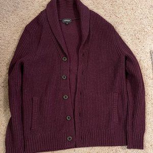 Express Mens Burgundy Knit Cardigan